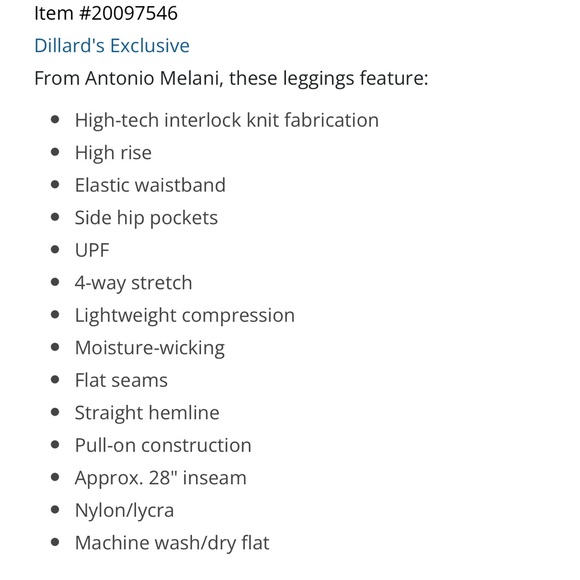 Antonio Melani Active Endurance HW 28” Leggings Size M - Picture 9 of 10